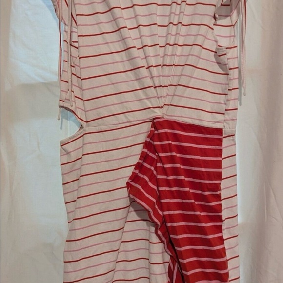 Parker White and Red Mini Dress with Asymmetrical Ruffled Design - Picture 2 of 3